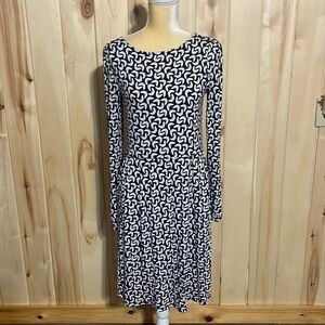 Boden Navy and White Jersey Knit Long Sleeve Dress Size 8